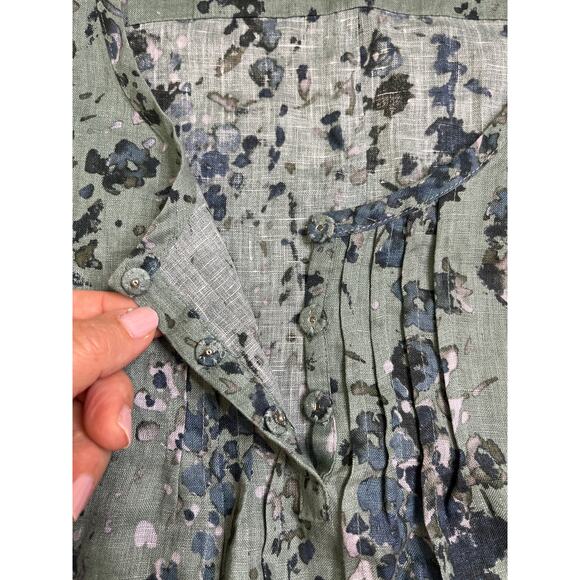Poetry linen flowy floral water color blouse, size 16 - Picture 7 of 11
